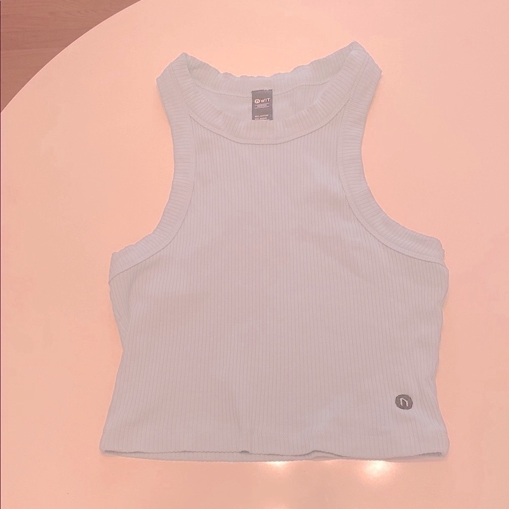 Women's WIT Cropped Ribbed Tank Top - Light Blue Green Gray 🏋️‍♀️ 🧘‍♀️ 🏃‍♀️